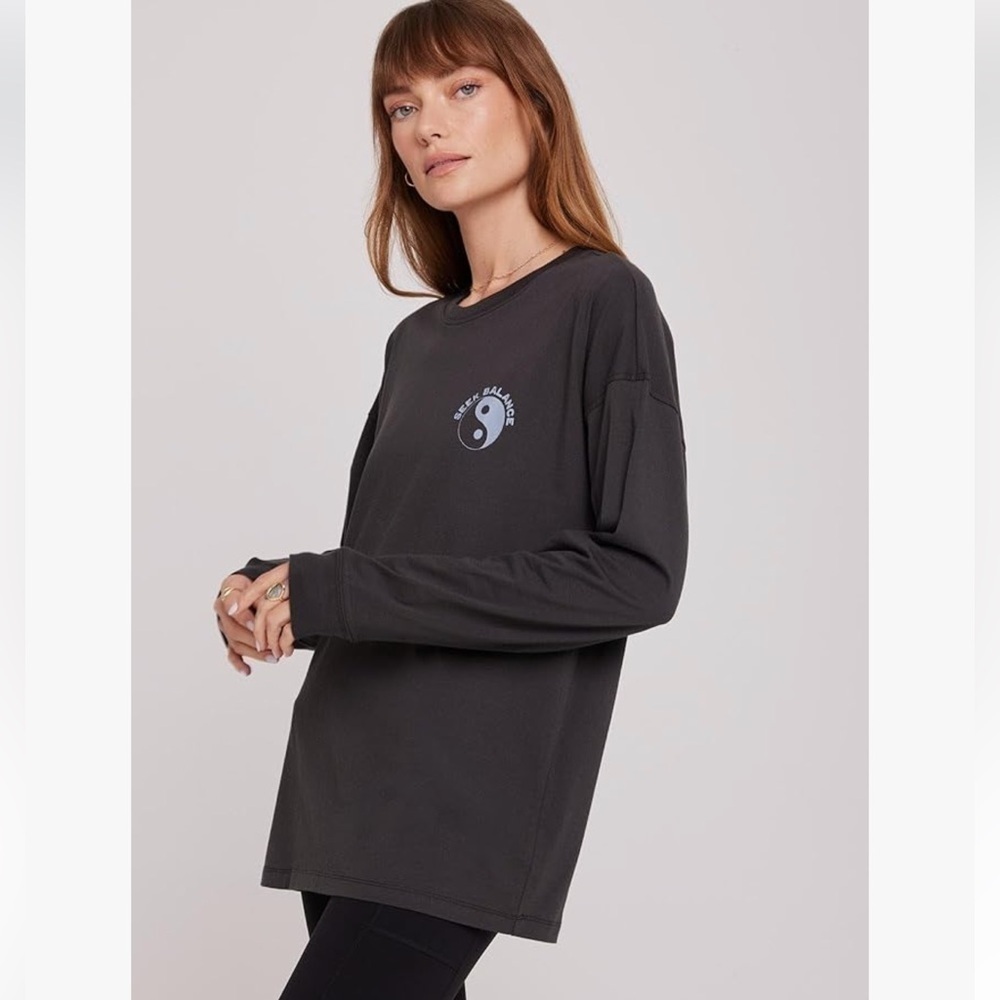 SPIRITUAL GANGSTER PEACE CARA LONG SLEEVE VINTAGE BLACK TEE - Picture 2 of 16